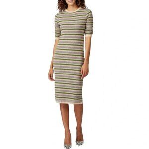 Sweet Baby Jamie Cute Novelty retro Stripe Cozy Fall Sweater Dress MED